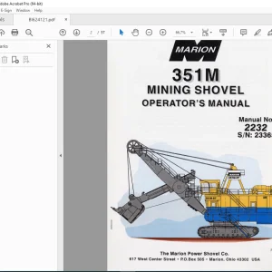 CAT Bucyrus 351-M Mining Shovel Operator's Manual SN 23365 PDF DOWNLOAD