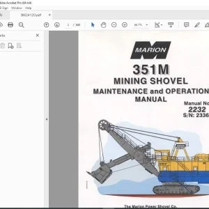 CAT Bucyrus 351M Mining Shovel Maintenance & Operation Manual SN 23365 PDF DOWNLOAD