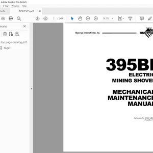 CAT Bucyrus 395-BI Electric Mining Shovel Mechanical Maintenance Manual BI005525 PDF DOWNLOAD
