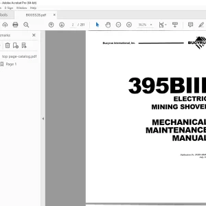 CAT Bucyrus 395-BIII Electric Mining Shovel Mechanical Maintenance Manual BI005528 PDF DOWNLOAD