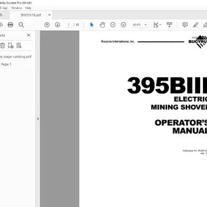 CAT Bucyrus 395BIII Electric Mining Shovel Operators Manual BI005516 PDF DOWNLOAD