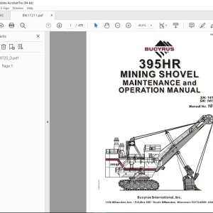 CAT Bucyrus 395HR Mining Shovel Maintenance & Operation Manual 10725 PDF DOWNLOAD