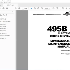 CAT Bucyrus 495B Electric Mining Shovel Mechanical Maintenance Manual BI616751 PDF DOWNLOAD