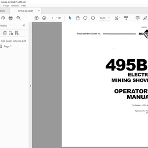 CAT Bucyrus 495BI Electric Mining Shovel Operator's Manual BI005533  - PDF DOWNLOAD