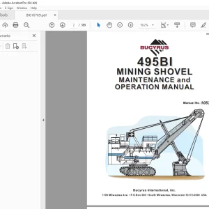 CAT Bucyrus 495BI Mining Shovel Maintenance & Operation Manual 10536 PDF DOWNLOAD