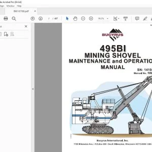 CAT Bucyrus 495BI Mining Shovel Maintenance & Operation Manual SN 141047 PDF DOWNLOAD