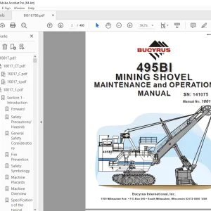CAT Bucyrus 495BI Mining Shovel Maintenance & Operation Manual SN 141075 PDF DOWNLOAD
