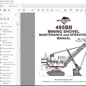 CAT Bucyrus 495BII Mining Shovel Maintenance & Operation Manual SN 141112 PDF DOWNLOAD
