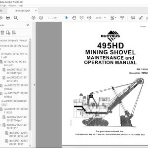 CAT Bucyrus  495HD MINING SHOVEL Maintenance & Operation Manual SN 141254 PDF DOWNLOAD