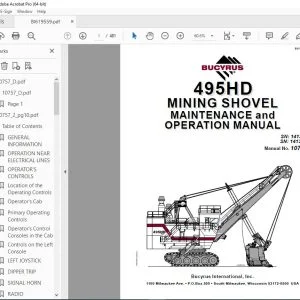 CAT Bucyrus 495HD Mining Shovel Maintenance & Operation Manual 10757 PDF DOWNLOAD