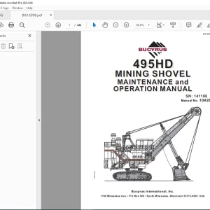 CAT Bucyrus 495HD Mining Shovel Maintenance & Operation Manual 141186 PDF DOWNLOAD
