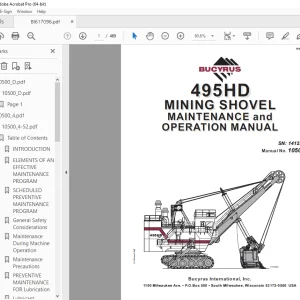 CAT Bucyrus 495HD Mining Shovel Maintenance & Operation Manual SN 141233 PDF DOWNLOAD