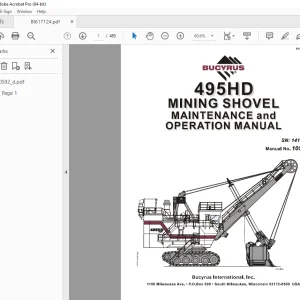 CAT Bucyrus 495HD Mining Shovel Maintenance & Operation Manual SN 141241 PDF DOWNLOAD