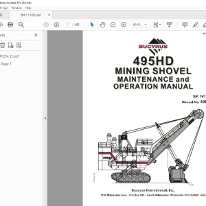 CAT Bucyrus 495HD Mining Shovel Maintenance & Operation Manual SN 141254 PDF DOWNLOAD
