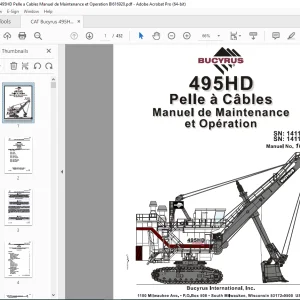 CAT Bucyrus 495HD Pelle a Cables Manuel de Maintenance et Operation BI616920 PDF DOWNLOAD (FRENCH)