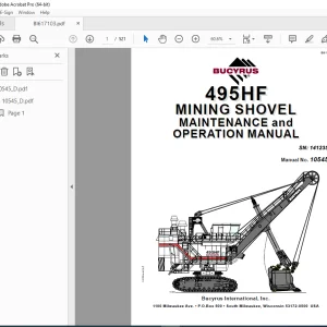 CAT Bucyrus 495HF Mining Shovel Maintenance & Operation Manual SN 141235 PDF DOWNLOAD