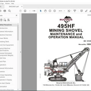 CAT Bucyrus 495HF Mining Shovel Maintenance & Operation Manual SN 141258 PDF DOWNLOAD