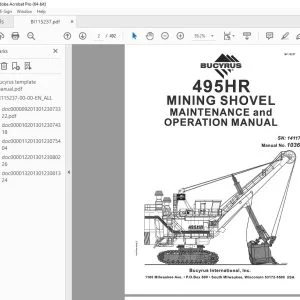 CAT Bucyrus  495HR MINING SHOVEL Maintenance & Operation Manual SN 141177 PDF DOWNLOAD