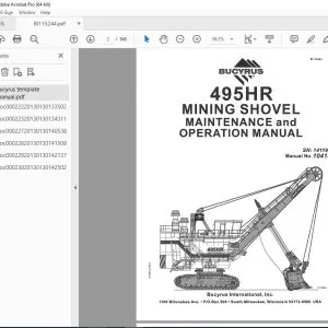 CAT Bucyrus 495HR MINING SHOVEL Maintenance & Operation Manual SN 141198 PDF DOWNLOAD