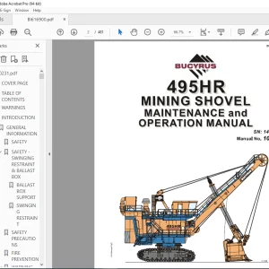 CAT Bucyrus 495HR Mining Shovel Maintenance & Operation Manual 141149 PDF DOWNLOAD