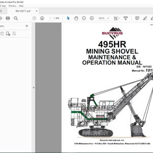 CAT Bucyrus 495HR Mining Shovel Maintenance & Operation Manual SN 141143 PDF DOWNLOAD