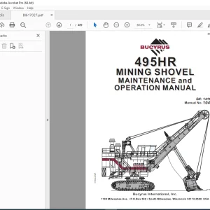 CAT Bucyrus 495HR Mining Shovel Maintenance & Operation Manual SN 141198 PDF DOWNLOAD