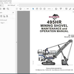 CAT Bucyrus 495HR Mining Shovel Maintenance & Operation Manual SN 141224 PDF DOWNLOAD