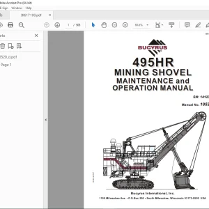 CAT Bucyrus 495HR Mining Shovel Maintenance & Operation Manual SN 141234 PDF DOWNLOAD