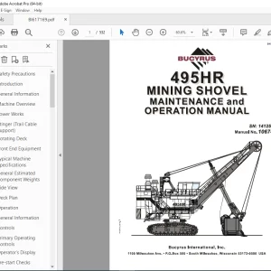 CAT Bucyrus 495HR Mining Shovel Maintenance & Operation Manual SN 141257 PDF DOWNLOAD