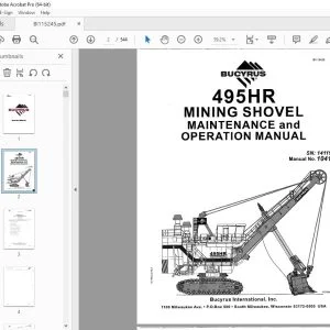 CAT Bucyrus 495HR Mining Shovel Operation & Maintenance Manual SN 141198 PDF DOWNLOAD