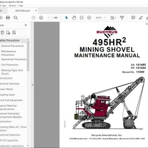 CAT Bucyrus 495HR2 Mining Shovel Maintenance Manual 11000 PDF DOWNLOAD