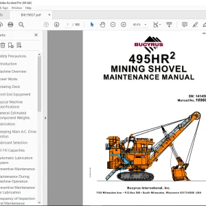 CAT Bucyrus 495HR2 Mining Shovel Maintenace Manual SN 141456 PDF DOWNLOAD