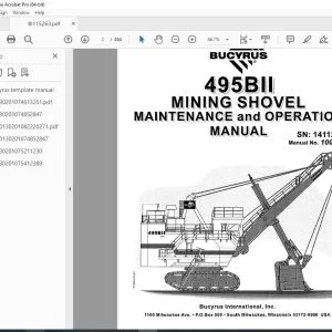 CAT Bucyrus 495II MINING SHOVEL Maintenance & Operation Manual SN 141124 PDF DOWNLOAD