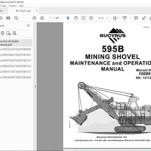 CAT Bucyrus 595B MINING SHOVEL Maintenance & Operation Manual SN 141216 PDF DOWNLOAD