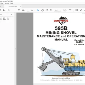 CAT Bucyrus 595B Mining Shovel Maintenance & Operation Manual 10089 PDF DOWNLOAD