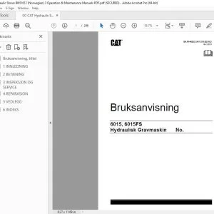 CAT Bucyrus 6015, 6015FS Hydraulisk Gravmaskin Bruksanvisning 3847019 PDF DOWNLOAD (NORWEGIAN)