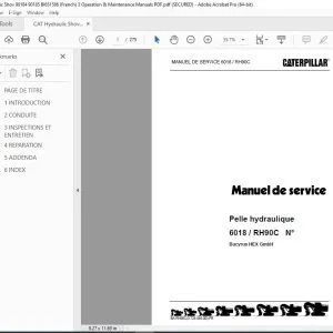 CAT Bucyrus 6018 RH90C Pelle hydraulique Manuel De Service 3725086 PDF DOWNLOAD (French)