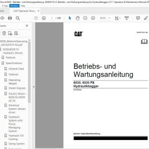 CAT 6030, 6030 FS Hydraulikbagger Betriebs- und Wartungsanleitung 3847020 PDF DOWNLOAD (German)