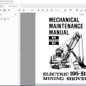 CAT Bucyrus Electric 195-B1 Mining Shovel Mechanical Maintenance Manual BI115579 PDF DOWNLOAD