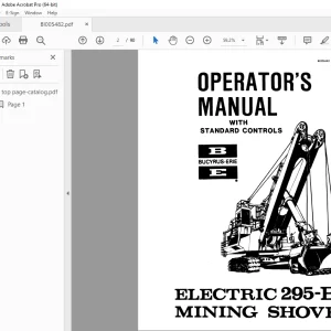 CAT Bucyrus Electric 295-BII Mining Shovel Operator's Manual BI005482 PDF DOWNLOAD
