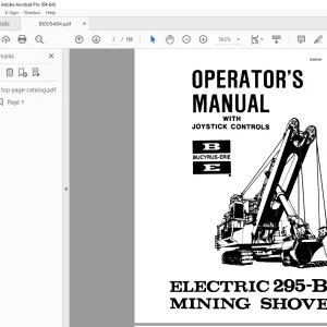 CAT Bucyrus Electric 295-BII Mining Shovel Operator's Manual BI005484 PDF DOWNLOAD