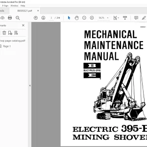 CAT Bucyrus Electric 395-B Mining Shovel Mechanical Maintenance Manual BI005521 PDF DOWNLOAD