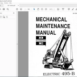 CAT Bucyrus Electric 495-B Mining Shovel Mechanical Maintenance Manual BI115934 PDF DOWNLOAD