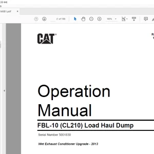 CAT Bucyrus FBL-10 (CL210) Load Haul Dump Operation Manual SN 5001830  - PDF DOWNLOAD