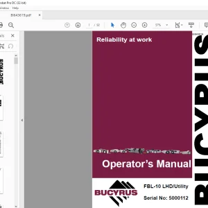CAT Bucyrus FBL-10 LHD Utility Load Haul Dump Operator’s Manual SN 5000112  - PDF DOWNLOAD