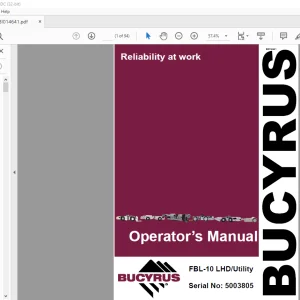 CAT Bucyrus FBL-10 LHD Utility Operator’s Manual SN 5003805 - PDF DOWNLOAD