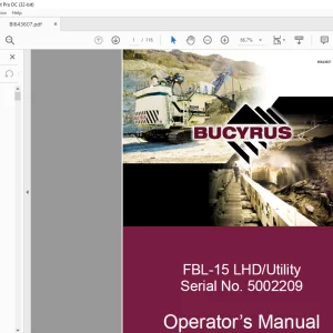 CAT Bucyrus FBL-15 LHD Utility Operator’s Manual SN 5002209 -  PDF DOWNLOAD