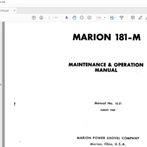 CAT Bucyrus MARION 181-M MAINTENANCE & OPERATION MANUAL - PDF DOWNLOAD