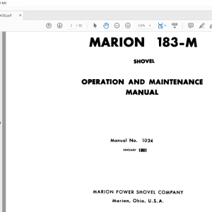 CAT Bucyrus MARION 183-M MINING SHOVEL OPERATION AND MAINTENANCE MANUAL BI006438 - PDF DOWNLOAD