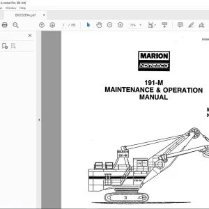 CAT Bucyrus MARION 191-M Electric Shovel MAINTENANCE & OPERATION MANUAL BI005994  - PDF DOWNLOAD